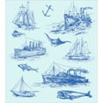 thumbnail image 3 of Nautical Duvet Cover Set, Nautical Underwater Wildlife Shark Boat Ships Navy Stormy Weather, Decorative 3 Piece Bedding Set with 2 Pillow Shams, Queen Size, Pale Blue Blue, by Ambesonne, 3 of 3