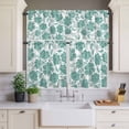 thumbnail image 4 of 3 Piece Kitchen Curtains and Valances Set Turquoise Paisley Floral Cafe Curtains 24 Inch Length Boho Vintage Ethnic Flowers Valance & Tier Curtain for Living Room Bedroom Window 54"x18"+27"x24"*2, 4 of 6