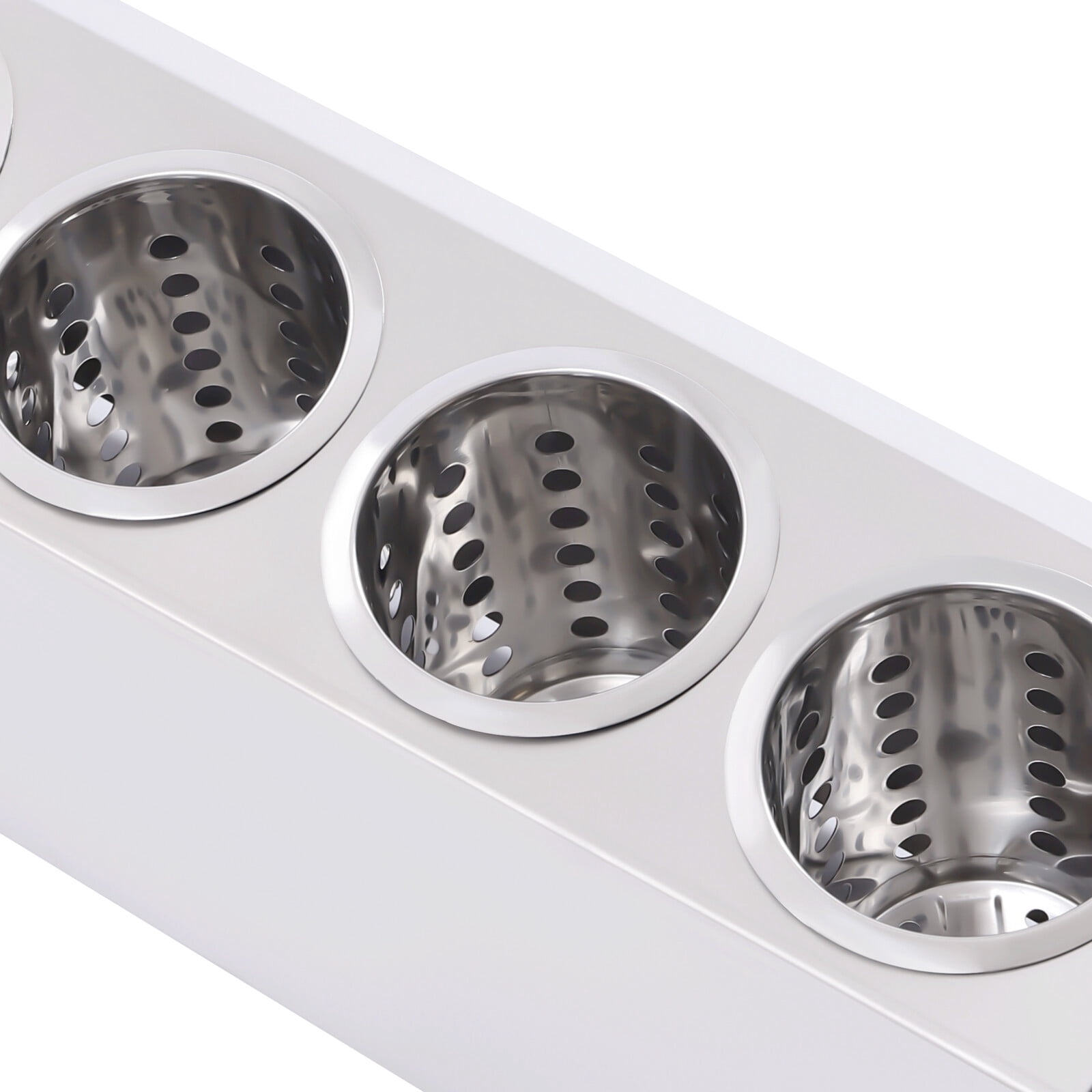 Commercial 4-Hole Stainless Steel Cylinder Flatware Silverware Utensil Holder Organizer Caddy, Detachable Countertop Utensil Dispenser for Forks Spoons Knives for Restaurant Kitchen Buffet