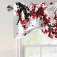thumbnail image 5 of Tie Up Valances for Windows, Red Flowers Adjustable Valance Curtains Window Treatment for Living Room, Chinese Plum Traditional Ink Painting Rod Pocket Kitchen Curtains & Drapes 42x18 Inch, 5 of 9