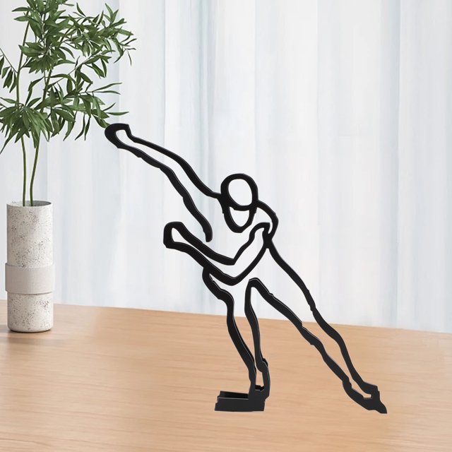 Escultura de Personajes de Línas, Decoración de Arte de Metal de Atleta Geométrico Para El Hogar, Esprititorio