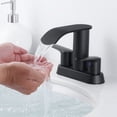 thumbnail image 3 of WOWOW Waterfall Bathroom Sink Faucet,Matte Black Two Handles Bathroom Faucet with Metal Pop up Sink Drain Stopper, 2 or 3 Holes Bathroom Basin Lavatory Mixer Tap with Deck Mount Plate, 3 of 7