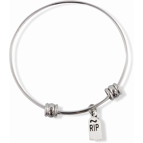 RIP Stainless Steel Adjustable Wire Charm Bangle