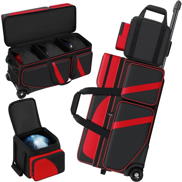 Bolso para patinar bolos Aleemin con 4 bolas con ruedas y bolsa adicional, color rojo