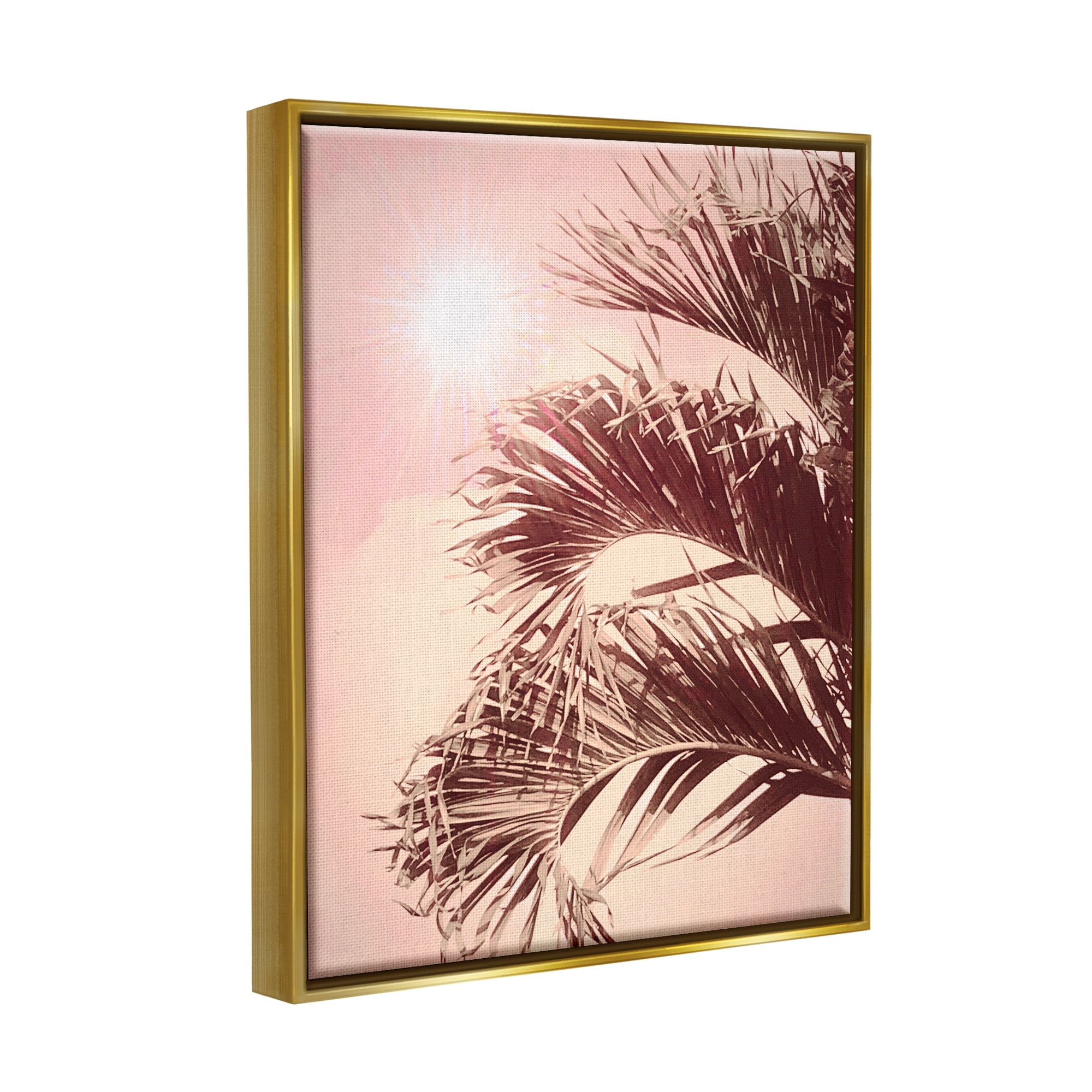 Stupell Industries Sunlit Palms Pink Sky Botanical & Floral Photography Gold Floater Framed Art Print Wall Art
