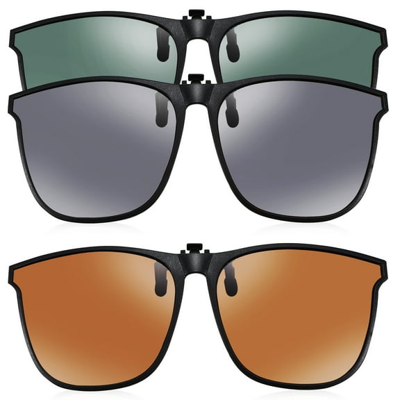 Masteelf 3 Pairs of Polarized Clip On Sunglasses Rimless AntiGlare Sunglasses Unisex Sunglasses