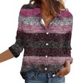 thumbnail image 4 of HAiming Womens Color Block Dressy Shirts Casual Bown down Lapel Collar Long Sleeve Tops Business Clothes, 4 of 7