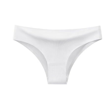 Pavied Seamless Underwear for Women Panties for Women Women Ice Silk Underwear Sports Fitness Low Waist Seamless T Pants Solid Color Underwear No Show Underwear Womens Underwear White 2XL
