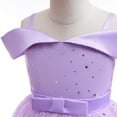 thumbnail image 5 of KIMI BEAR Little Girls Formal Dress 9T Little Girls Party Dress Princess Dress 10T Little Girls Pure Color Shinning Sequins Mesh Hemline Sleeveless Off-The-Shoulder Princess Dress Purple, 5 of 8