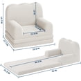 thumbnail image 3 of 2-in-1 niños couch - convertible teddy fleece fabric niños pequeños sofa chair, soft fold-out couch lounger niños - comfy children sofa cama playroom, nursery (blanca, birthday gift), 3 of 7