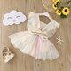 thumbnail image 4 of Gibobby Ropa Para Bebe Infant Girls Fly manga Bowknot Tie Dye tul espalda descubierta recién nacido monos(Blanco, 12-18 Meses), 4 of 5