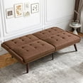 thumbnail image 6 of BSHTI 63" 3-in-1 Convertible Sofa Bed – 5-Position Adjustable Backrest (90°-180°), Linen Blend Fabric, Comfort Sofa for Apartment, Guest Room, or Living Space, Brown, 6 of 10