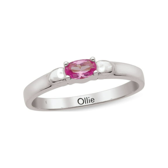 Personalized Heart Design Engravable Birthstone Ring in Sterling Silver by Jewlster