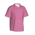 thumbnail image 2 of Daiia Pink Gingham Hawaiian Shirt for Men Gentle Cotton Regular Short Sleeve Casual-XX-Large, 2 of 9