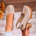 thumbnail image 3 of HomeDM Platform Heels Sandals for Women Closed Toe Slingback Slip-On Party Prom Pumps Shoes, Khaki Size 8.5, 3 of 10