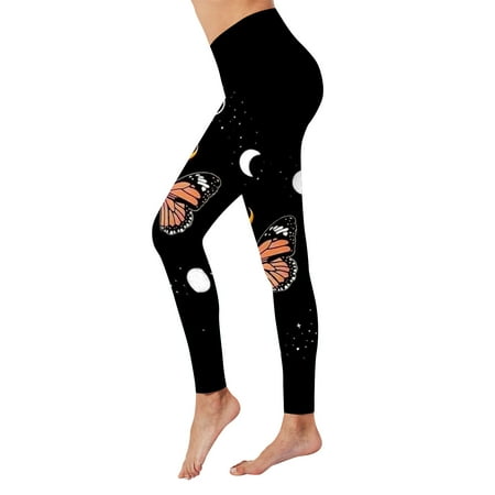 

Capri Leggings for Women Plus Size Casual Print Running Day Control Pilates Booty Running Tummy Ankle Length Legging Black S