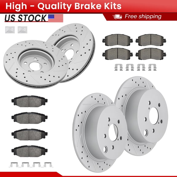 ACB ZONE Front Rear Brake Kits for 2018-2021 Subaru Crosstrek 2017-2021 Impreza, Drilled Slotted Disc Brake Rotors and Ceramic Brake Pads (982487, 31605, 2045, 1114)