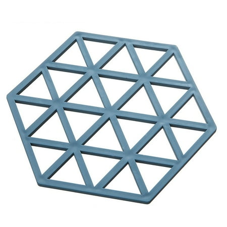 

Hexagonal Table Insulation Pad Multifunctional Heat-Resistant Non-Slip Coasters for Home Kitchen Restaurant Blue Grid Model