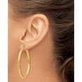 thumbnail image 4 of 14K Yellow Gold Diamond-Cut 3mm Round Hoop Earrings (45 X 3) Made In Peru tc270, 4 of 6