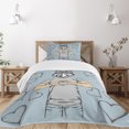 thumbnail image 3 of Ambesonne Valentine Quilted Bedspread Set 2 Pcs, Dog Hearts Romantic, Twin Size, Sand Brown Slate Blue, 3 of 6