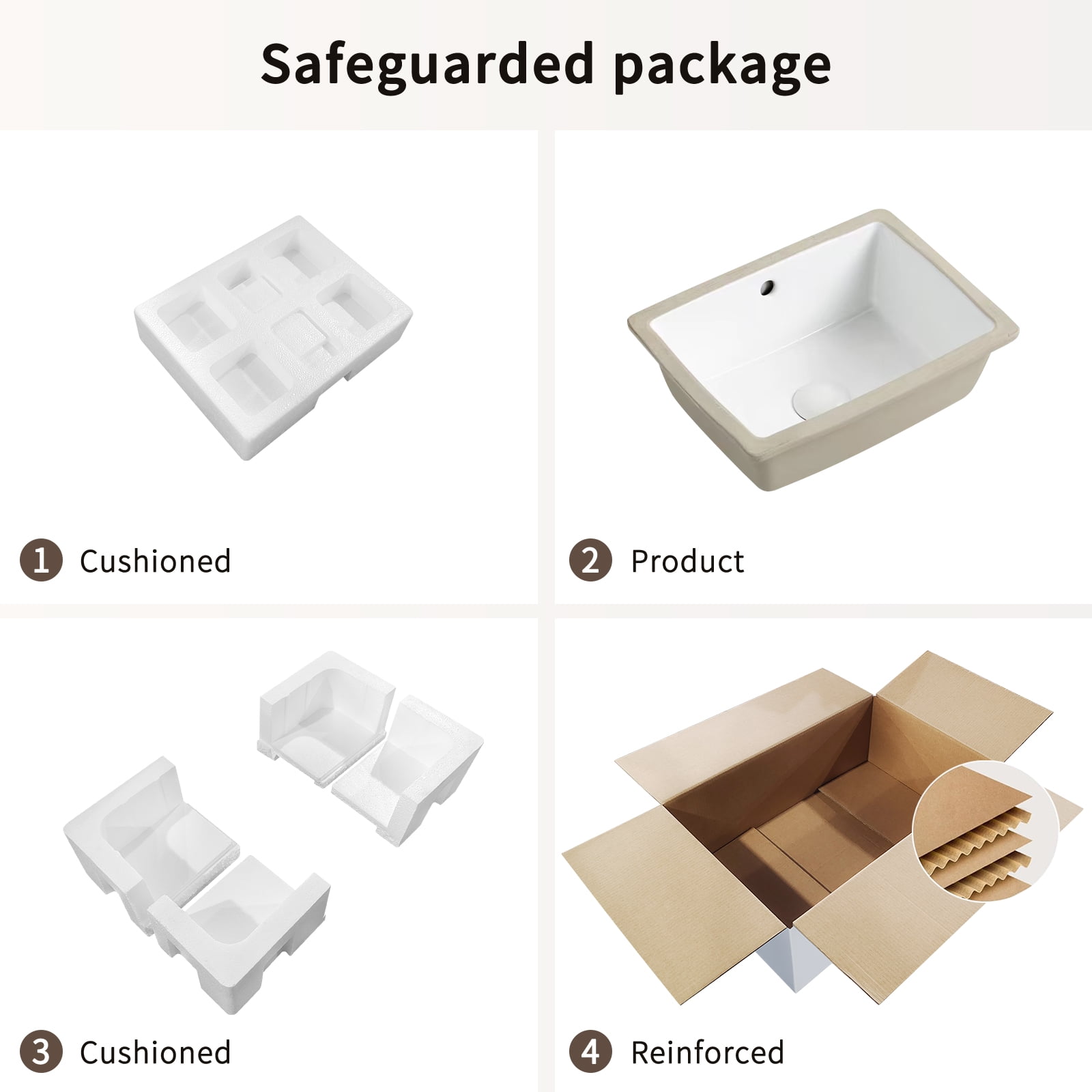 16 Inch Rectangle Undermount Bathroom Sink Under Counter Vanity Sink Opening Size White Porcelain Basin Sink Para Baños