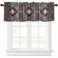 Boho Moroccan Red Geometric Grey Gradient Striped Window Valances