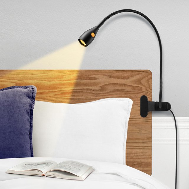 Lámpara de lectura acegoo con cuello flexible, USB-C y regulación de intensidad