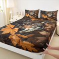 thumbnail image 3 of Manfei Safari Grey Wolf 4-Piece Full Size Sheets for Teens Female Men,Autumn Tree Leaves Bed Sheets,Jungle Animal Lightweight Sheet Sets,Super Cozy Room Decor, 3 of 7