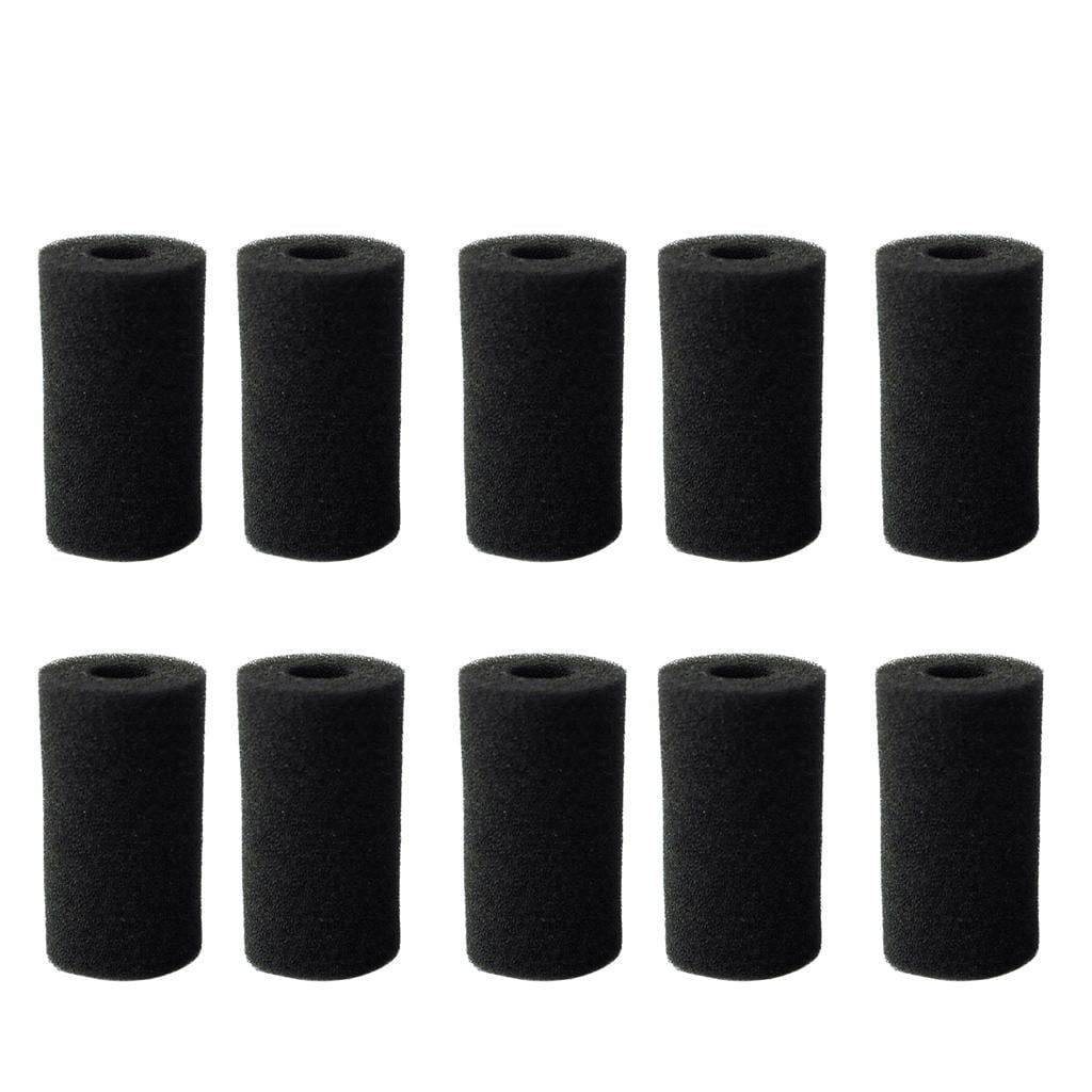 EHJRE 10 Pieces Useful Aquarium Ask Tank Filter Sponge Pad Black 4x8 Cm Hole 1.5