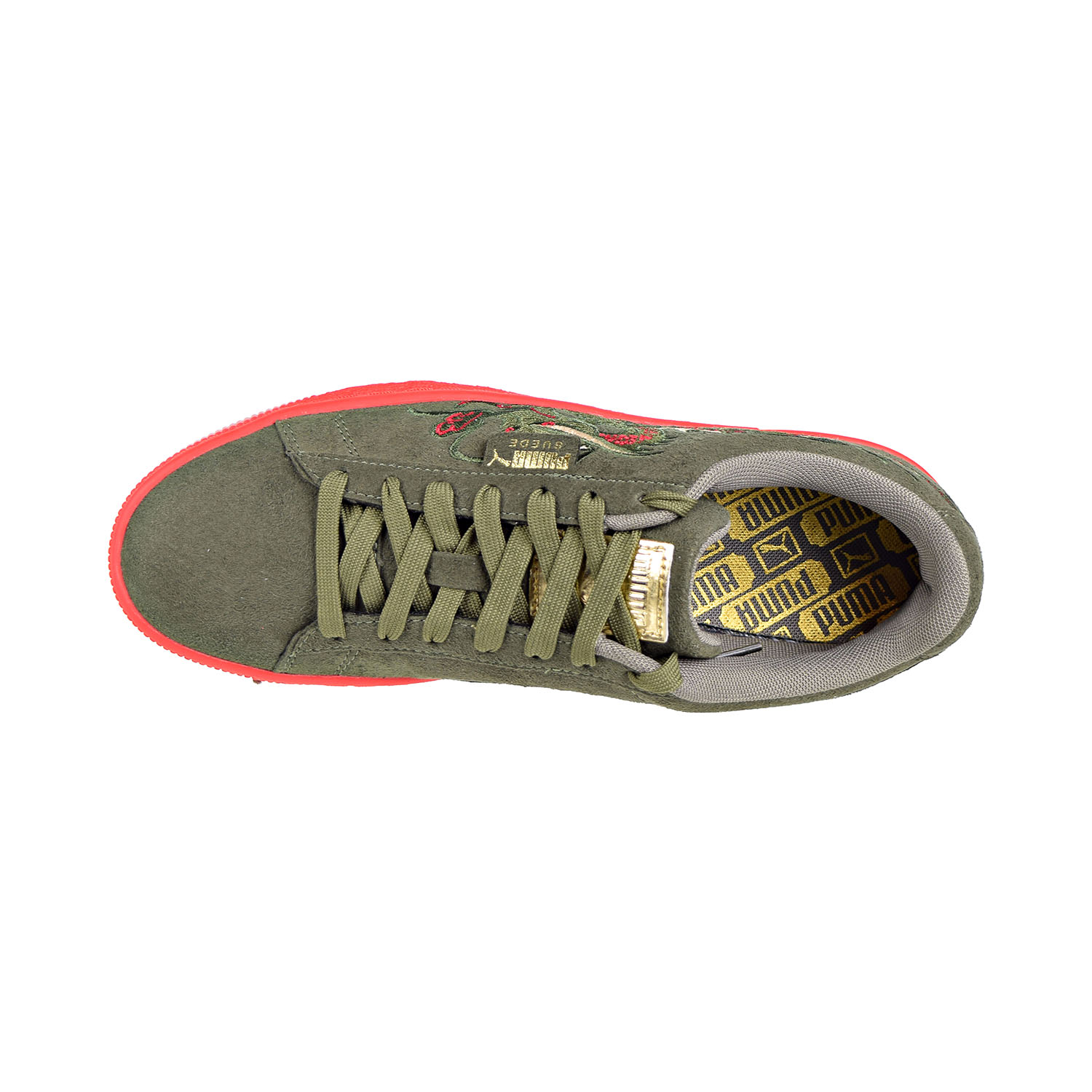 Puma Court Classic Dragon Patch Men's Shoes Burnt Olive/High Risk Red 368359-01 - image 5 of 6