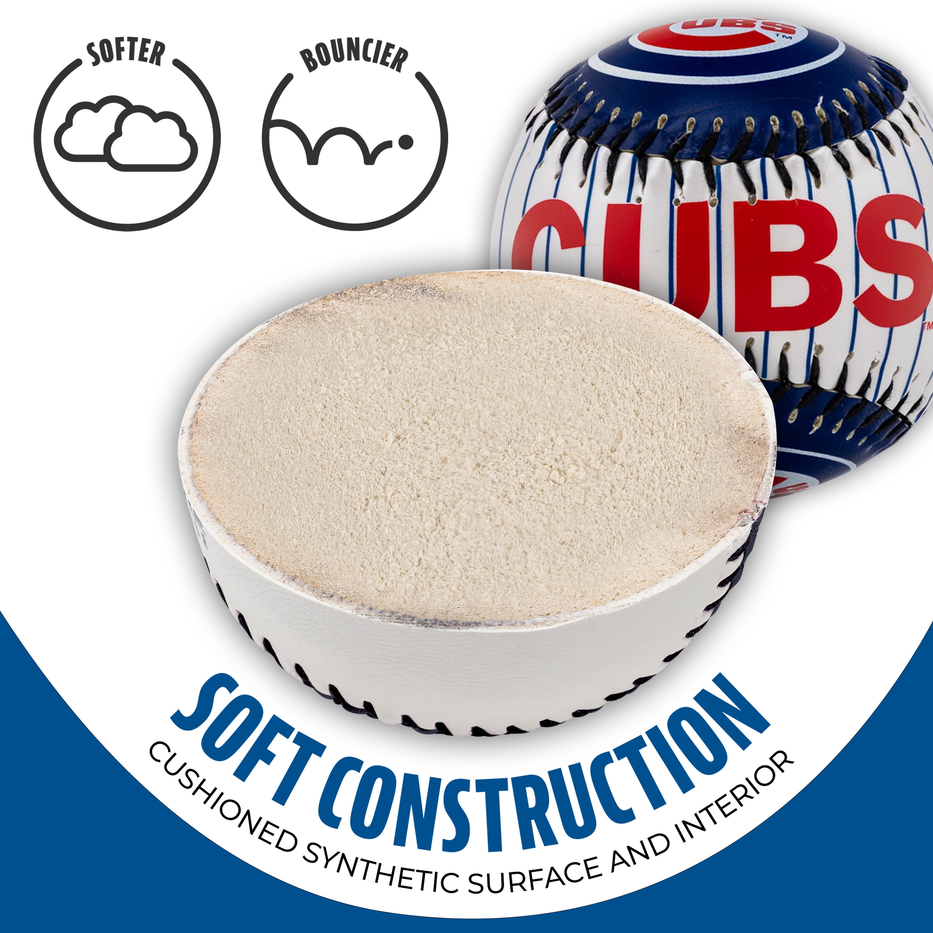 Franklin Sports MLB Chicago Cubs Soft Strike Baseball, Gloss/Pearl