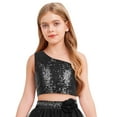 thumbnail image 7 of iiniim Girls Sparkly Sequin Sleeveless Off Shoulder Crop Top Dancewear for Party Club Black 8, 7 of 7