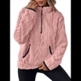 thumbnail image 1 of Suéter de Larga con Cremallera de un Cuarto para Mujer, Sudadera de Forro con Capucha, Sudaderas con Solapa, Suéteres Cálidos con Bolsillos. Rosa XL, 1 of 9