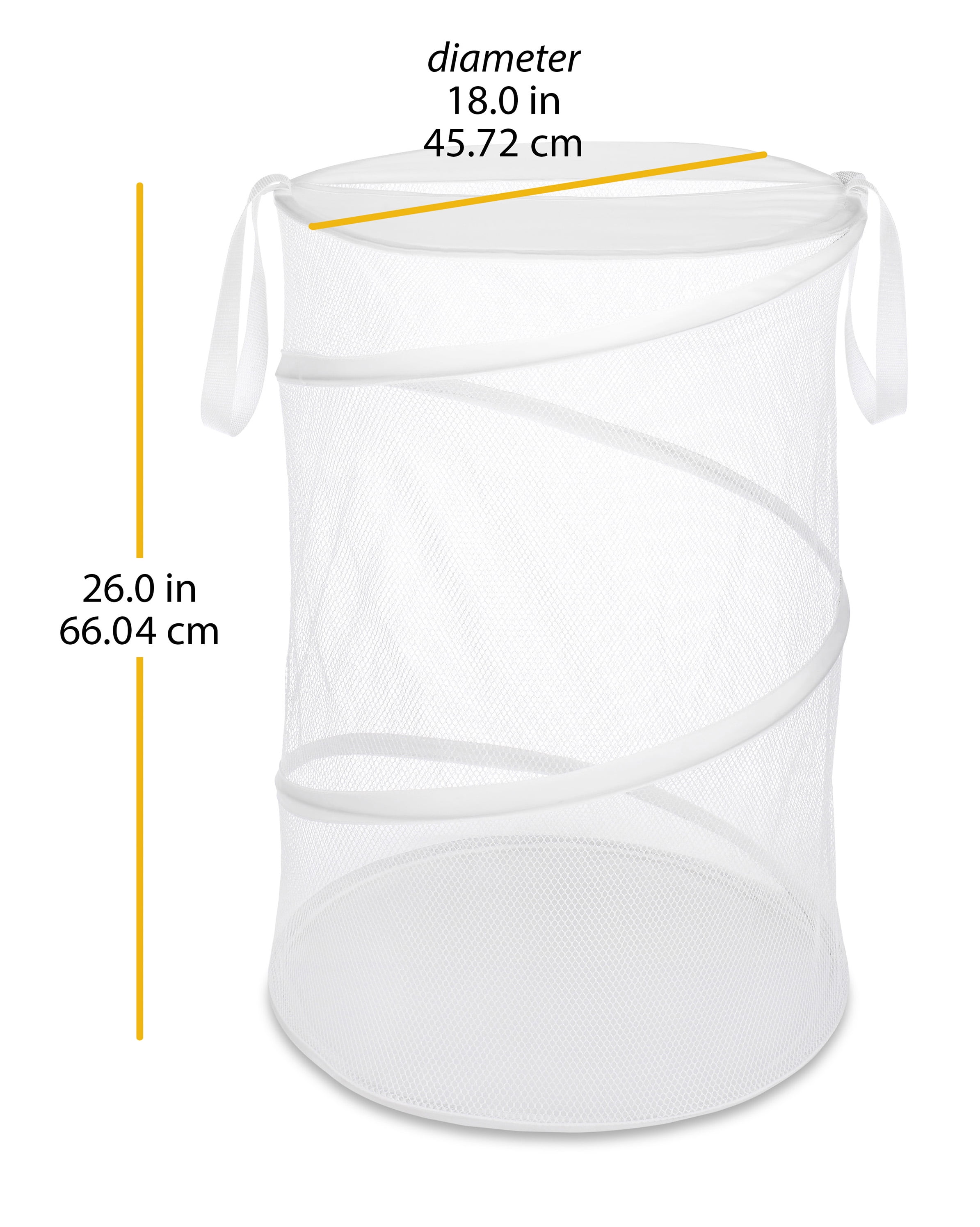 Whitmor Collapsible Mesh Laundry Hamper with Handles, White, for  Adult or Teen Use