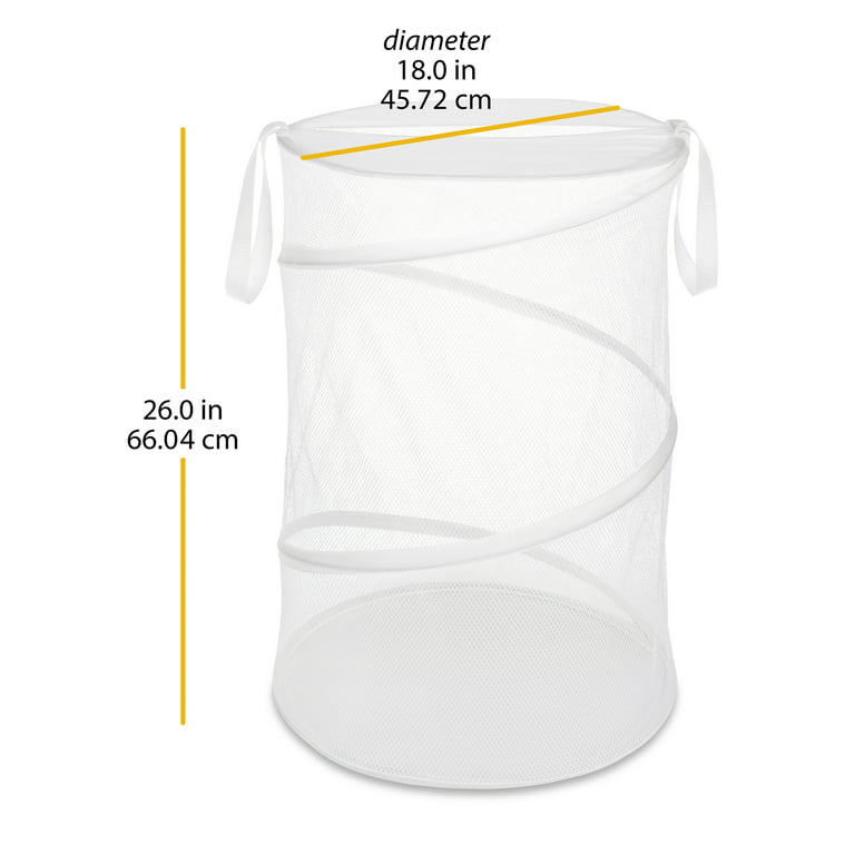 Whitmor Collapsible Mesh Laundry Hamper with Handles, White For Adult or  Teen Use 