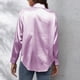 thumbnail image 4 of Camisa de manga larga de satén para mujer - Blusa de imitación de seda con ribete en contraste - Moda europea americana para el trabajo/vestir informal, 4 of 6