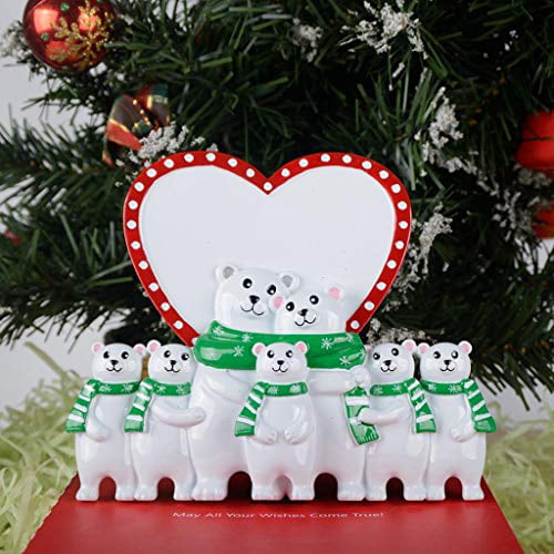 MAXORA Personalized Polar Bear Family of 7 Ornament Table Top Christmas Decorations 