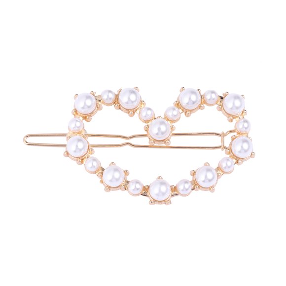 Pearl Hair Clip Love Heart Crown Pentagram Geometric Hair Pin Hair Ornament for Women Girls Ladies (Love Heart)