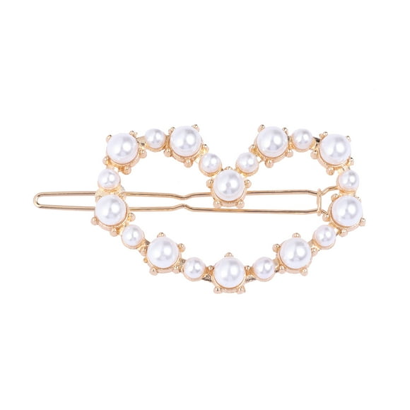 Pearl Hair Clip Love Heart Crown Pentagram Geometric Hair Pin Hair Ornament for Women Girls Ladies (Love Heart)