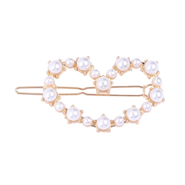 Horquilla de perla con forma de corazón, corona, pentagrama, adorno geométrico para el cabello para mujeres y niñas (corazón)