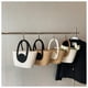 thumbnail image 2 of Nvzi Bolso de hombro tejido, bolso de mano tejido y bolso de cosméticos, bolsos de mano tejidos elegantes para playa de verano, 12,59 x 3,93 x 7,48 pulgadas, color blanco y caqui, 2 of 5
