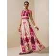 thumbnail image 4 of Hot Pink Geometric Floral Sleeveless Maxi Dress For Summer Festival, Vacation, Beach, Street Style, 4 of 7