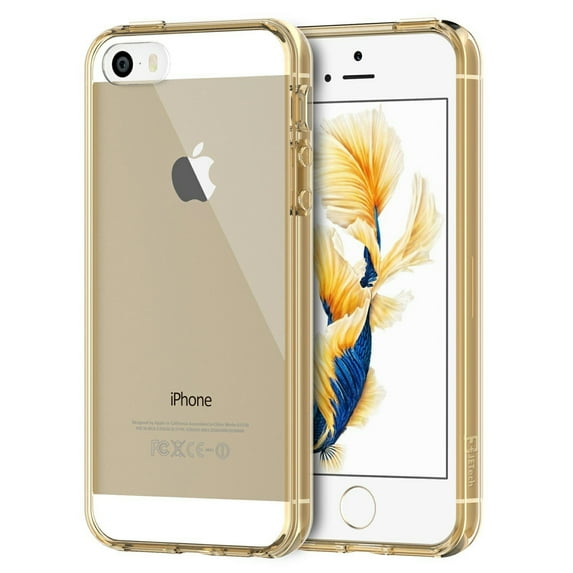 iPhone SE Case, JETech Apple iPhone 5/5S/SE Case Bumper Cover Shock-Absorption Bumper and Anti-Scratch Clear Back for iPhone 5 5S SE (Gold)