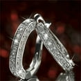 thumbnail image 5 of Diamond Hoop Earrings,Huggie Hoops,Half Earrings Women's Jewelry Gift,Hoop Earrings for Women,Diamond Hoop Earrings,Dazzling Hoops Earrings Varied Stone Sizes(Silver 0.5in), 5 of 5