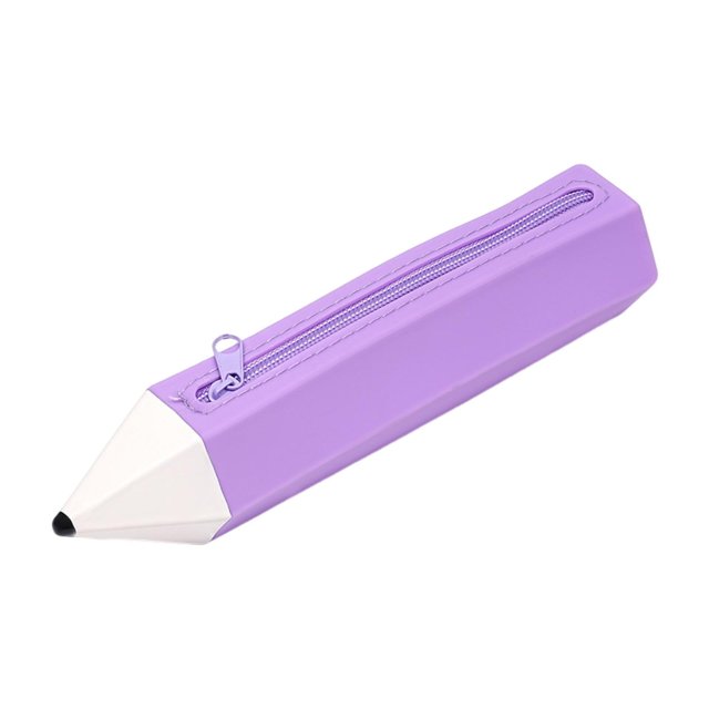 Estuche con forma de lápiz, contenedor de gran capacidad, regalo con cremallera, lindo soporte para bolígrafos Púrpura