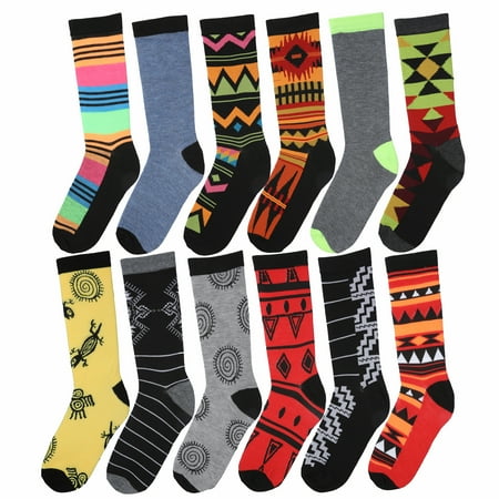 

Tipi Toe Women s 12 Pairs Cotton Colorful Patterned Crew Socks