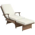 thumbnail image 1 of Outsunny Foldable Fauteuil inclinable w / Repose-pieds rétractable, coussin, blanc, 1 of 10