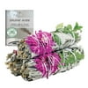 Ancient Veda Dahlia Floral White Sage Smudge Sticks with Flowers Pack of 3 Bundles & Smudge Guide for Smudging and Cleansing