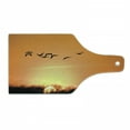 thumbnail image 1 of Birds Cutting Board, Bird Migration over Desert Autumn View at Sunset Evening Seasonal Picture Print, Tempered Glass Cutting and Serving Board, Wine Bottle Shape, Orange Black, by Ambesonne, 1 of 1