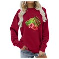 thumbnail image 1 of WEAIXIMIUNG Sweatshirts pour Femmes Tendance Légers Décontractés à Imprimé Floral Col Rond Pull Manches Longues Coupe Ample, 1 of 3